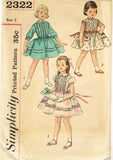 1950s Vintage Simplicity Sewing Pattern 2322 Cute Toddler Girls Tucked Dress Sz5