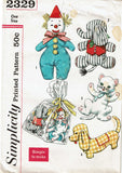 1950s Vintage Simplicity Sewing Pattern 2329 Easy Stuffed Animal Dolls & Toys