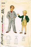 1940s Vintage Simplicity Sewing Pattern 2334 Boys Suit w Shorts or Pants Sz 4
