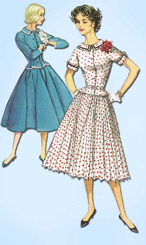 1950s Vintage Simplicity Sewing Pattern 2343 Uncut Misses 2 Piece Dress Size 12
