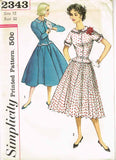 1950s Vintage Simplicity Sewing Pattern 2343 Uncut Misses 2 Piece Dress Size 12