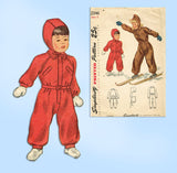 1940s Vintage Simplicity Sewing Pattern 2346 Cute Toddler Girls Snowsuit Sz 2