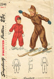 1940s Vintage Simplicity Sewing Pattern 2346 Cute Toddler Girls Snowsuit Sz 2