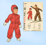 1940s Vintage Simplicity Sewing Pattern 2346 Cute Toddler Girls Snowsuit Sz 3