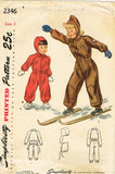 1940s Vintage Simplicity Sewing Pattern 2346 Cute Toddler Girls Snowsuit Sz 3