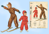 1940s Vintage Simplicity Sewing Pattern 2346 Cute Toddler Girls Snowsuit Sz 3
