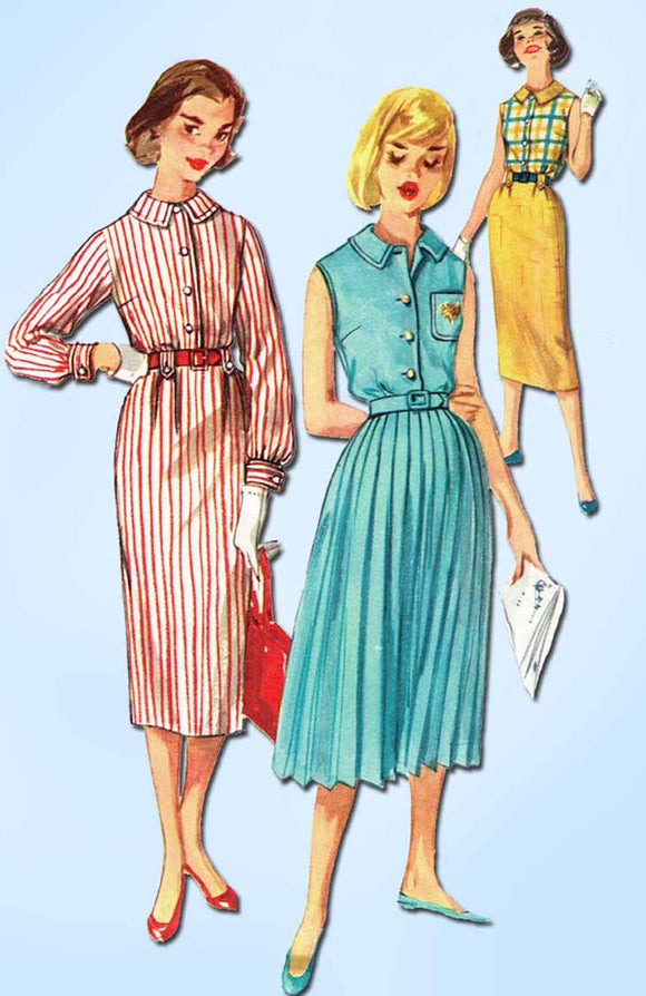 1950s Vintage Simplicity Sewing Pattern 2352 Uncut Misses Shirtwaist Dress Sz 14