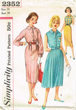 1950s Vintage Simplicity Sewing Pattern 2352 Uncut Misses Shirtwaist Dress Sz 14