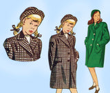 1940s Vintage Simplicity Sewing Pattern 2353 Uncut Girls Coat & Hat Size 8
