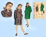 1940s Vintage Simplicity Sewing Pattern 2353 Uncut Girls Coat & Hat Size 8