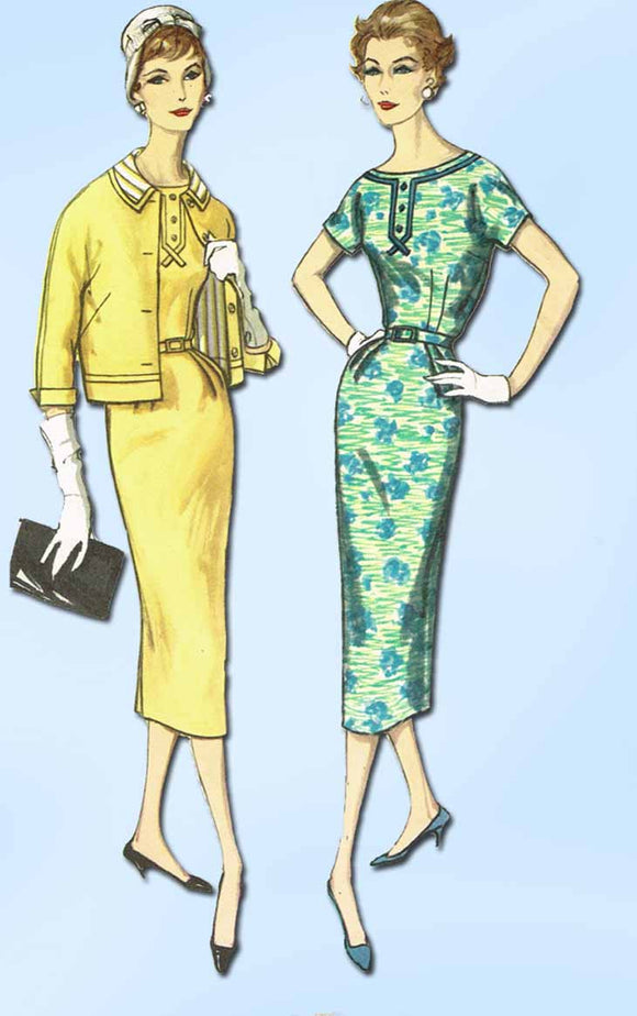 1950s Vintage Simplicity Sewing Pattern 2372 Uncut Misses Dress and Jacket Sz 14