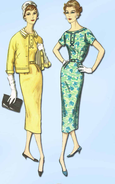 1950s Vintage Simplicity Sewing Pattern 2372 Uncut Misses Dress and Jacket Sz 14