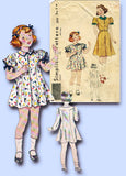 1930s Original Vintage Simplicity Pattern 2374 Little Girls Princess Dress Sz 8