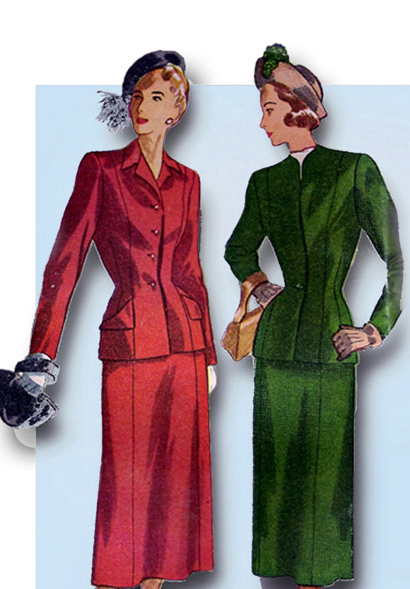 1940s Vintage Simplicity Sewing Pattern 2376 Uncut Misses Peplum Suit Size 36 B