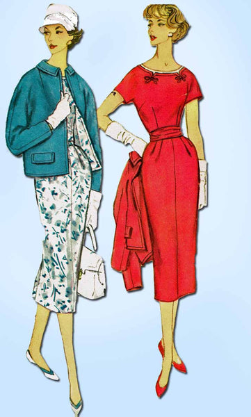 1950s Vintage Simplicity Sewing Pattern 2387 Uncut Misses Wiggle Dress Size 35 B