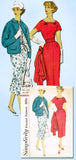 1950s Vintage Simplicity Sewing Pattern 2387 Uncut Misses Wiggle Dress Size 35 B