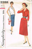 1950s Vintage Simplicity Sewing Pattern 2388 Uncut Misses Sporty Dress Size 12