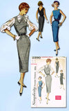 1950s Vintage Simplicity Sewing Pattern 2390 Easy Uncut Belted Sheath Dress 33B