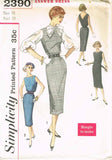 1950s Vintage Simplicity Sewing Pattern 2390 Easy Uncut Belted Sheath Dress 33B