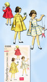 1950s Vintage Simplicity Sewing Pattern 2398 Toddler Girls Dress & Coat Size 5