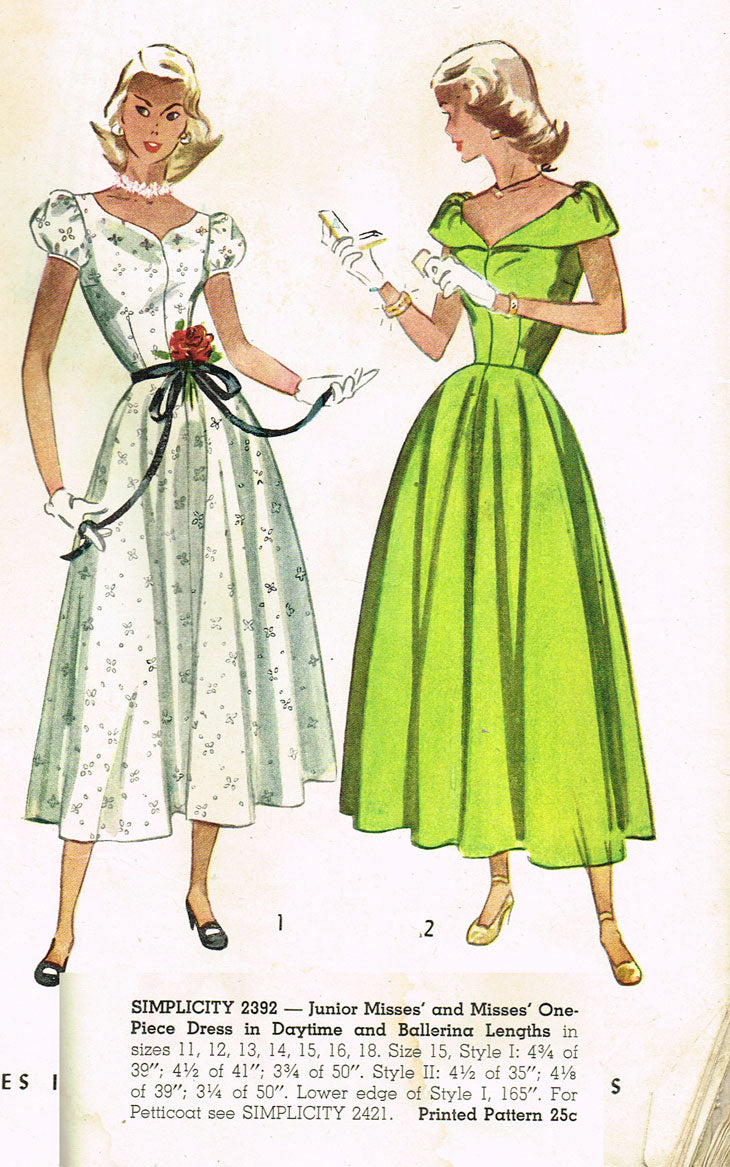 1940s prom dress 1940s Simplicity Sewing Pattern 2412 Misses Graduation Prom Dress 33 B –  Vintage4me2
