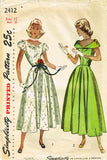 1940s Vintage Simplicity Sewing Pattern 2412 Misses Graduation Prom Dress Sz 33B - Vintage4me2