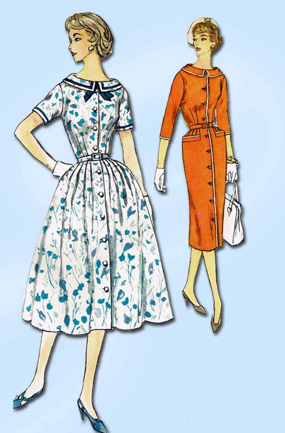 1950s Vintage Simplicity Sewing Pattern 2423 Uncut Misses Half Size Dress Sz 35B
