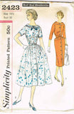 1950s Vintage Simplicity Sewing Pattern 2423 Uncut Misses Half Size Dress Sz 35B