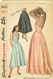 1940s Vintage Simplicity Sewing Pattern 2423 Easy Misses Evening Length Slip 32B