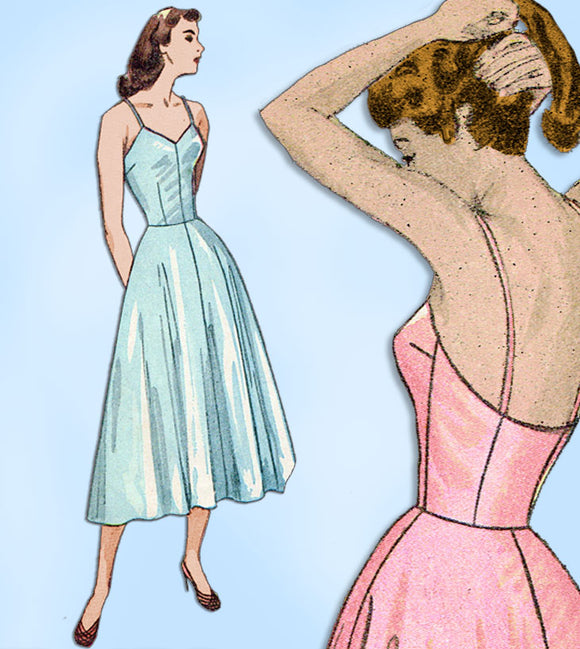 1940s Vintage Simplicity Sewing Pattern 2423 Easy Misses Evening Length Slip 32B
