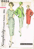 1950s Vintage Simplicity Sewing Pattern 2424 Uncut Misses Dress and Coat Sz 33 B