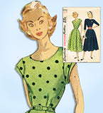 1940s Vintage Simplicity Sewing Pattern 2433 Misses Dress w Cute Sleeves Sz 34 B