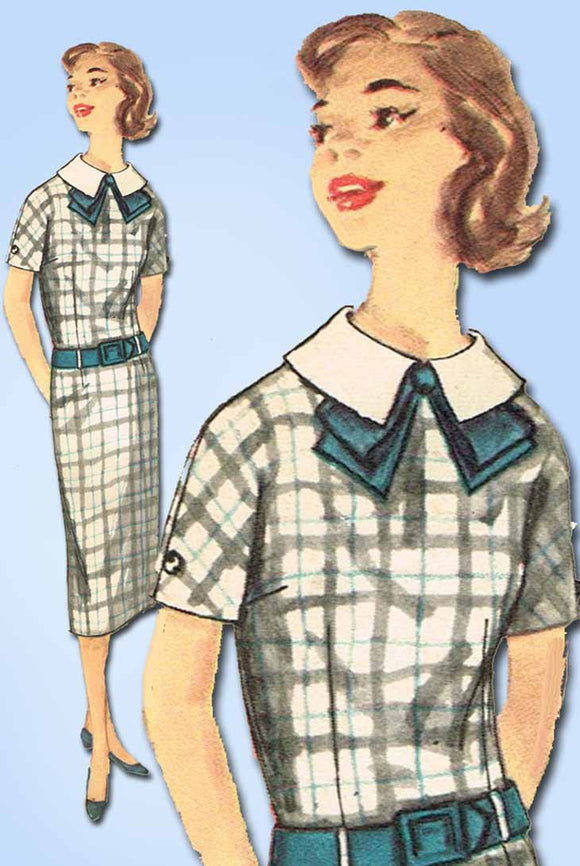 1950s Vintage Simplicity Sewing Pattern 2442 Simple Uncut Misses Dress Size 33 B