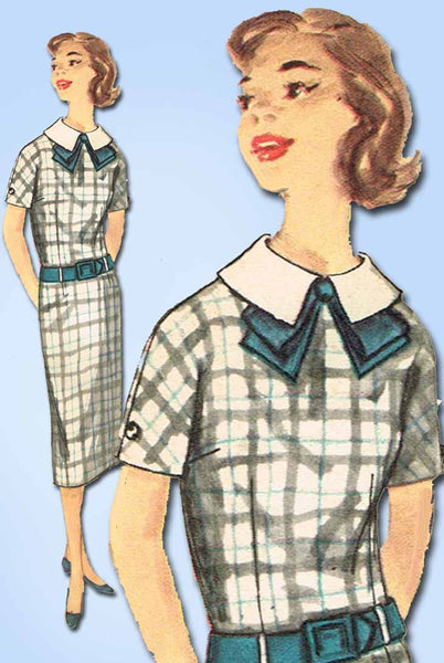 1950s Vintage Simplicity Sewing Pattern 2442 Simple Uncut Misses Dress Size 33 B