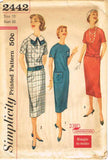 1950s Vintage Simplicity Sewing Pattern 2442 Simple Uncut Misses Dress Size 33 B