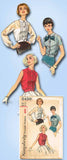 1950s Vintage Simplicity Sewing Pattern 2456 Uncut Misses Tucked Blouse Size 14