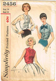 1950s Vintage Simplicity Sewing Pattern 2456 Uncut Misses Tucked Blouse Size 14
