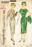 1950s Vintage Simplicity Sewing Pattern 2460 Uncut Misses Wiggle Dress Size 16
