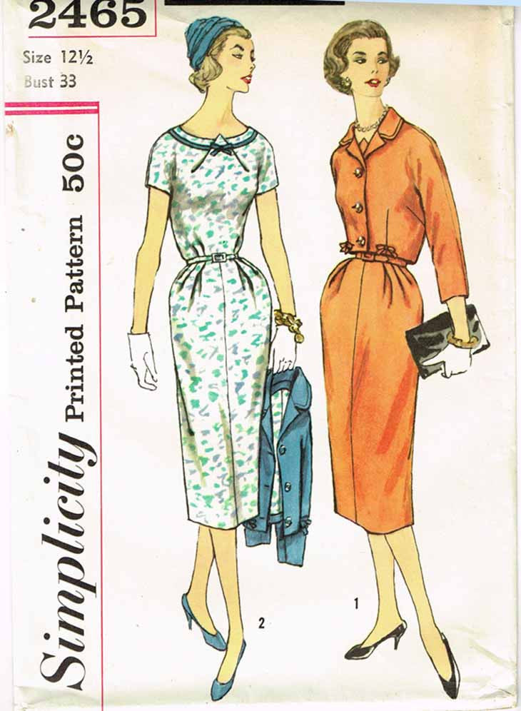 1950s Vintage Simplicity Sewing Pattern 2465 Uncut Misses Dress & Jack ...