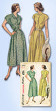 1940s Vintage Simplicity Sewing Pattern 2473 Misses Scalloped Dress Sz 36 B
