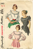 1940s Vintage Simplicity Pattern 2483 Charming Misses Ruffled Blouse Sz 30 B