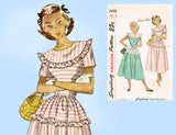 Simplicity 2498: 1940s Easy Misses Day Dress Sz 30 B Vintage Sewing Pattern