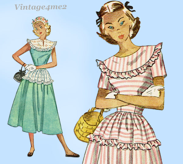 Simplicity 2498: 1940s Easy Misses Day Dress Sz 30 B Vintage Sewing Pattern