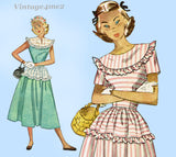 Simplicity 2498: 1940s Easy Misses Day Dress Sz 30 B Vintage Sewing Pattern