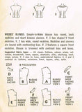 1950s Vintage Simplicity Sewing Pattern 2511 Easy Uncut Misses Blouse Size 34 B
