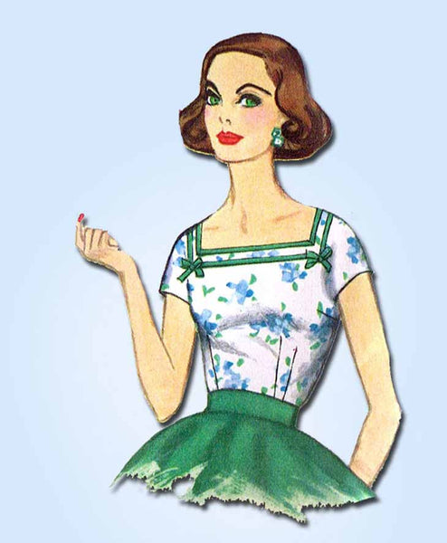 1950s Vintage Simplicity Sewing Pattern 2511 Easy Uncut Misses Blouse Size 34 B
