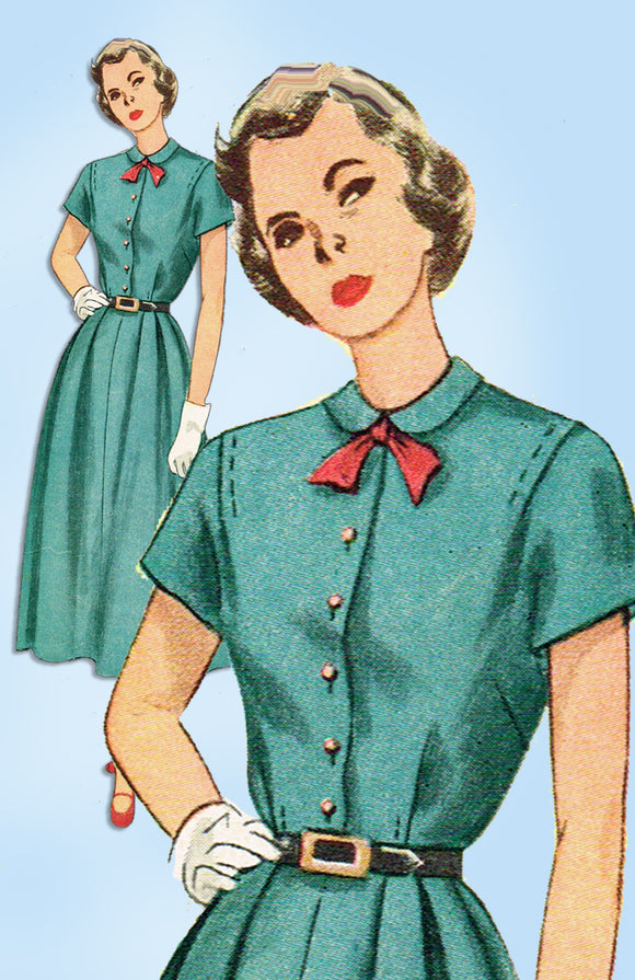 1940s Vintage Simplicity Sewing Pattern 2517 Uncut Misses Shirtwaist Dress 32 B