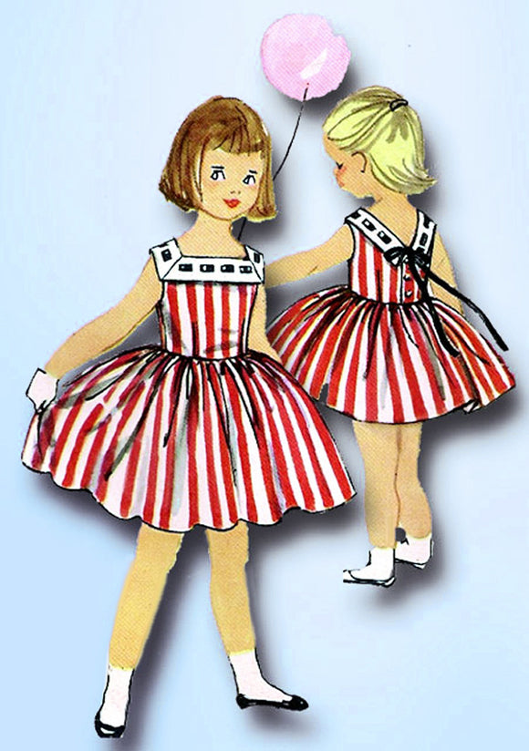 1950s Vintage Simplicity Sewing Pattern 2518 Easy Toddler Girls Party Dress Sz 4