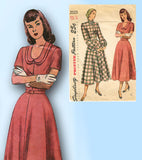 1940s Vintage Simplicity Sewing Pattern 2523 MIsses Day Dress Size 30 Bust