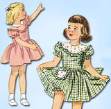 1940s Vintage Simplicity Sewing Pattern 2529 Toddler Girls Party Dress Size 4